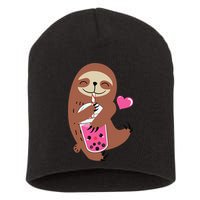 Bubble Kawaii Sloth Drinking Boba Tea Short Acrylic Beanie