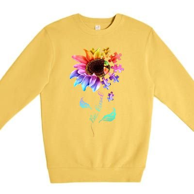 Be Kind Sunflower Autism Awareness Be Kind Autism Gift Premium Crewneck Sweatshirt