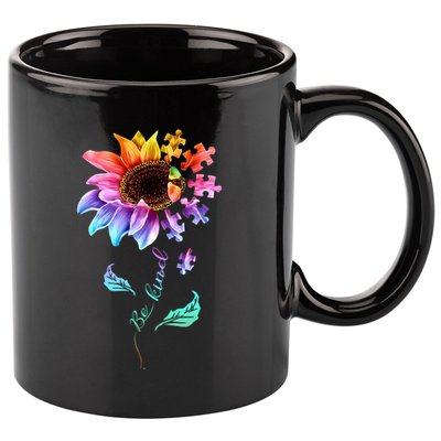 Be Kind Sunflower Autism Awareness Be Kind Autism Gift 11oz C Handle Ceramic Mug