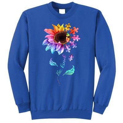 Be Kind Sunflower Autism Awareness Be Kind Autism Gift Tall Sweatshirt