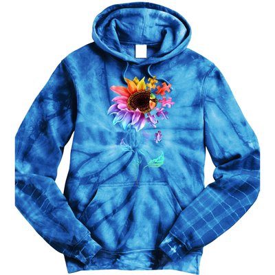 Be Kind Sunflower Autism Awareness Be Kind Autism Gift Tie Dye Hoodie