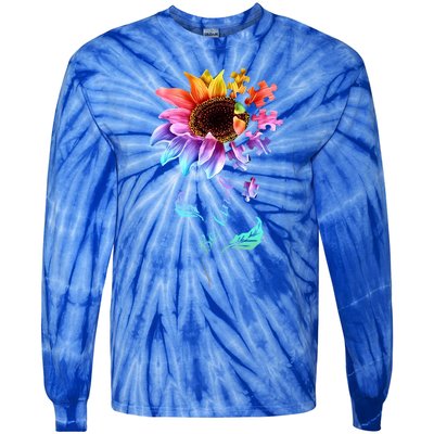 Be Kind Sunflower Autism Awareness Be Kind Autism Gift Tie-Dye Long Sleeve Shirt