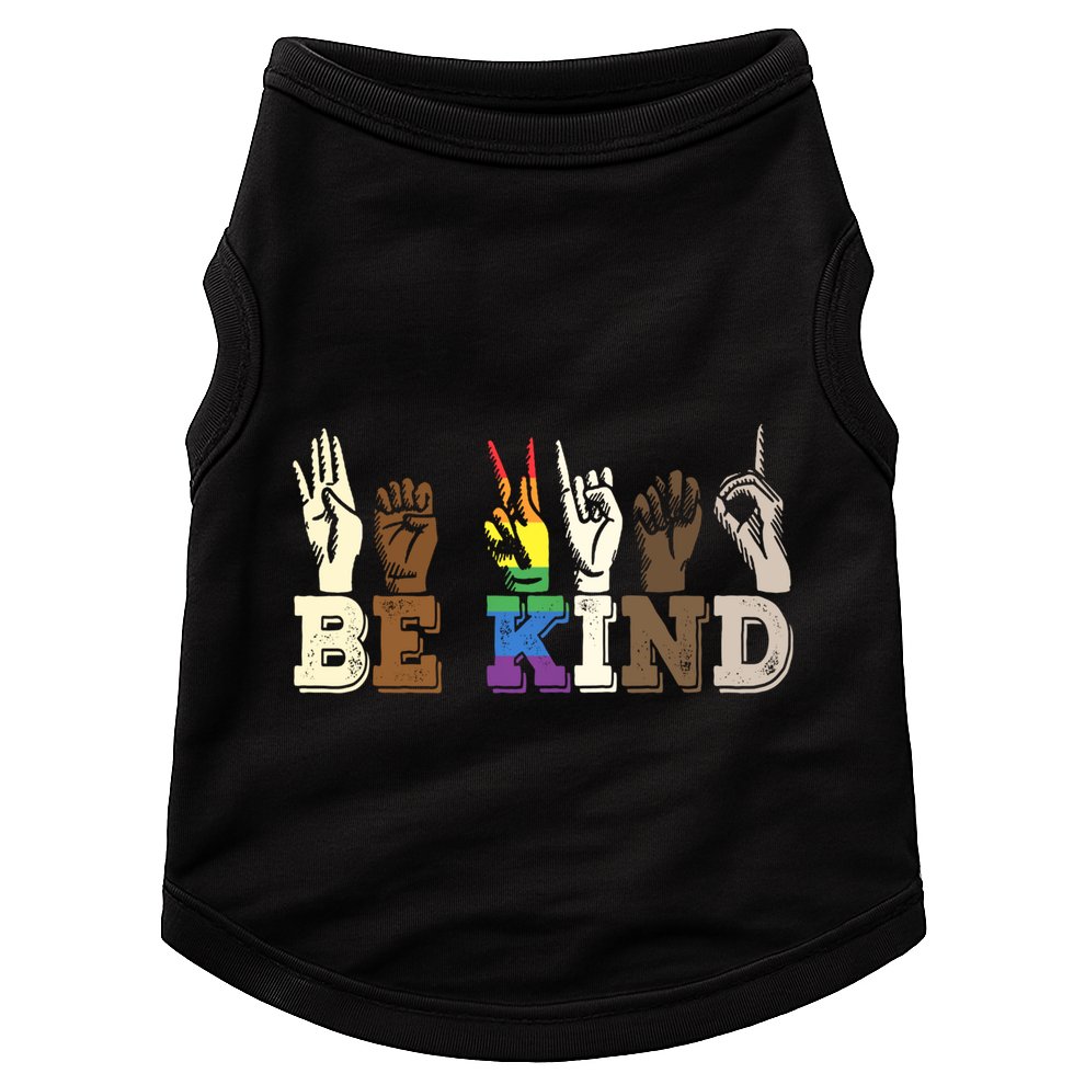 Be Kind Sign Language Hand Talking Lgbtq+ Gay Les Pride Gift Doggie Tank