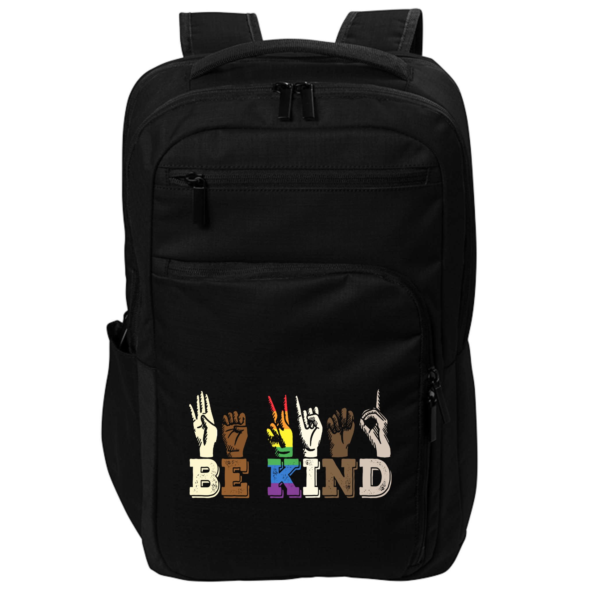 Be Kind Sign Language Hand Talking Lgbtq+ Gay Les Pride Gift Impact Tech Backpack