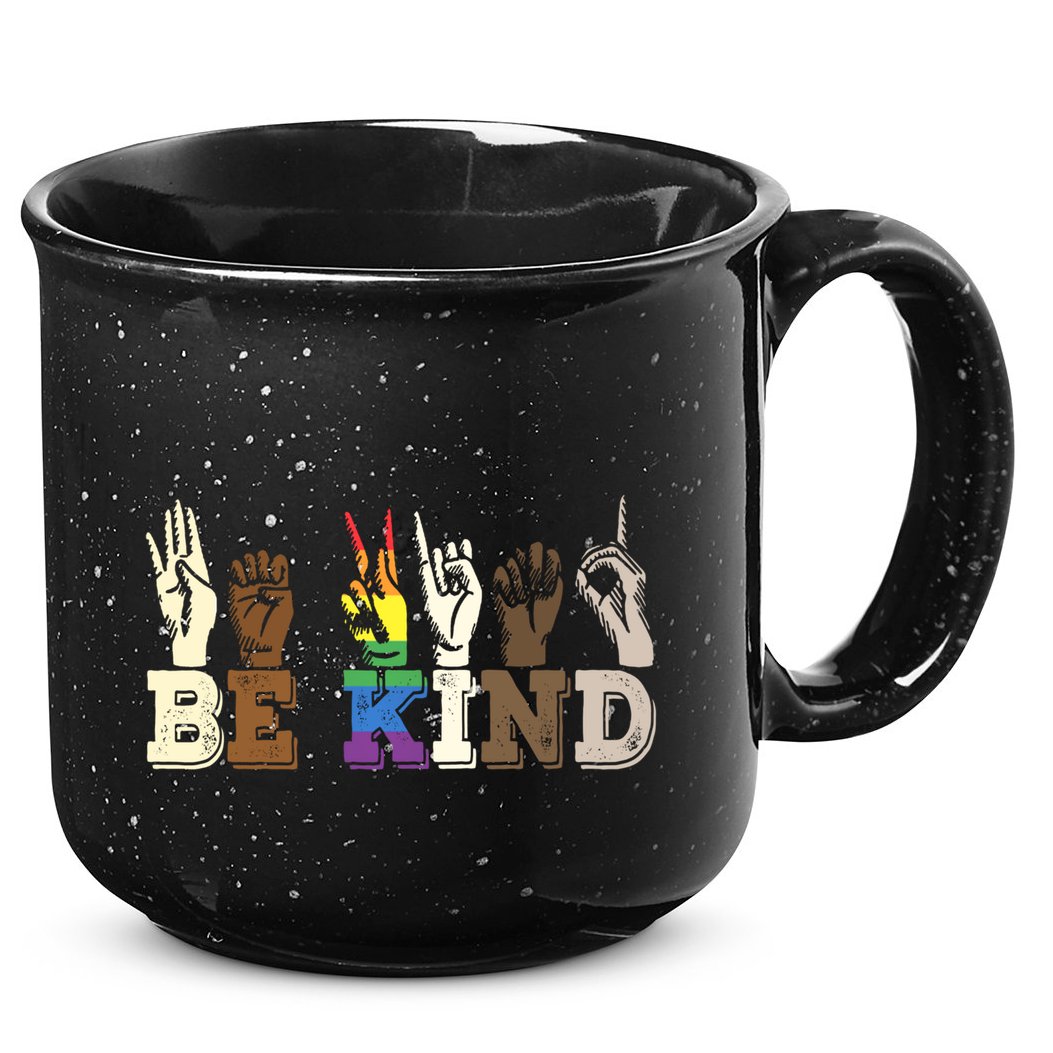 Be Kind Sign Language Hand Talking Lgbtq+ Gay Les Pride Gift 15oz Campfire Ceramic Mug