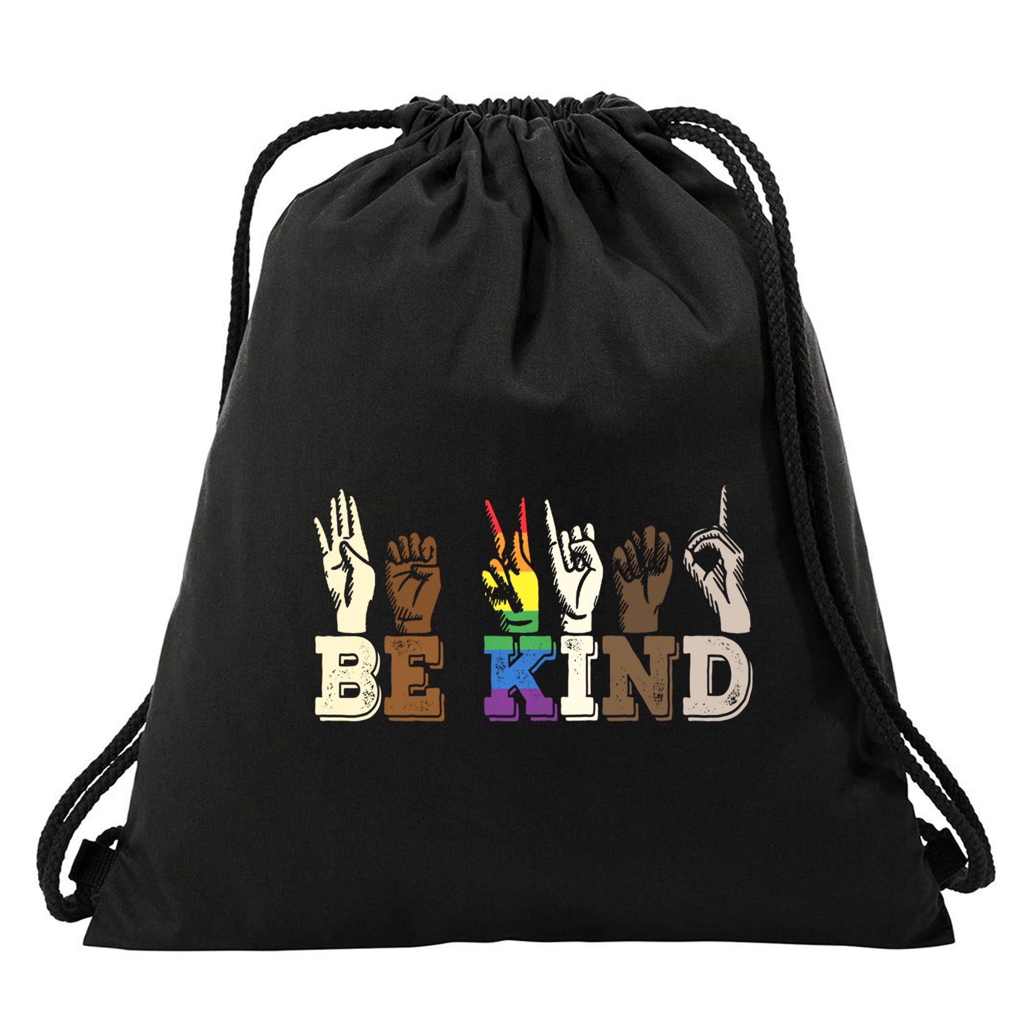 Be Kind Sign Language Hand Talking Lgbtq+ Gay Les Pride Gift Drawstring Bag