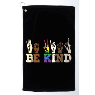 Be Kind Sign Language Hand Talking Lgbtq+ Gay Les Pride Gift Golf Towel