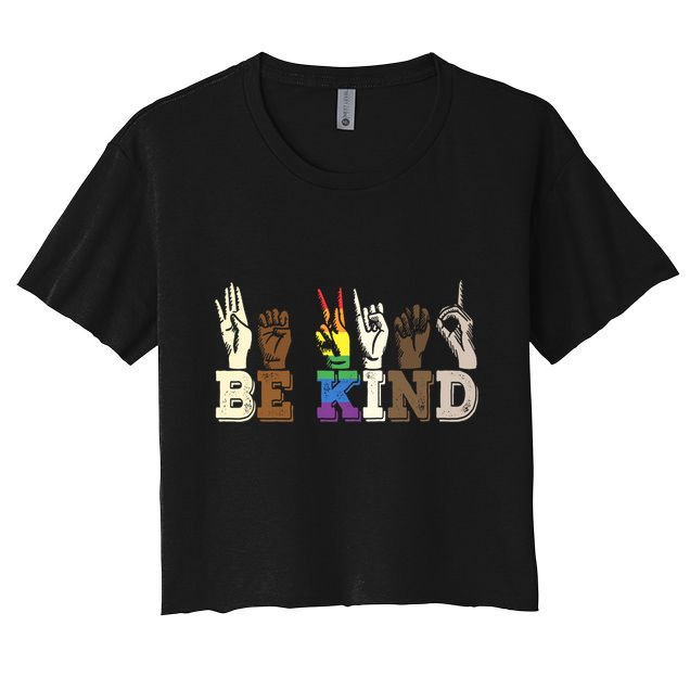 Be Kind Sign Language Hand Talking Lgbtq+ Gay Les Pride Gift Crop Top