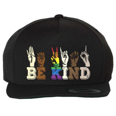 Be Kind Sign Language Hand Talking Lgbtq+ Gay Les Pride Gift Wool Snapback Cap