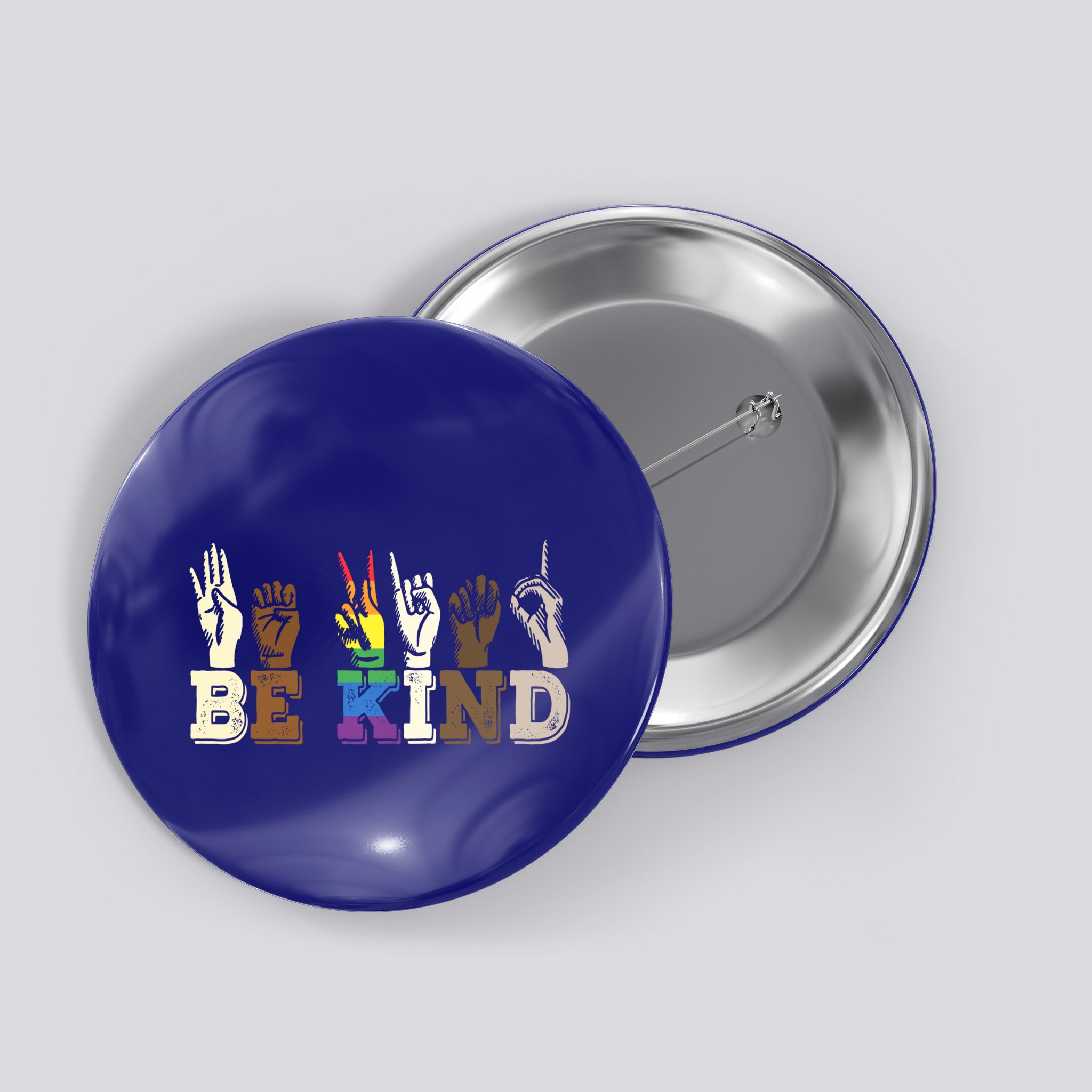 Be Kind Sign Language Hand Talking Lgbtq+ Gay Les Pride Gift Button