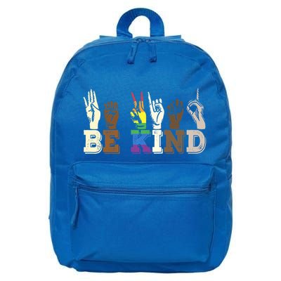 Be Kind Sign Language Hand Talking Lgbtq+ Gay Les Pride Gift 16 in Basic Backpack