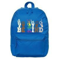 Be Kind Sign Language Hand Talking Lgbtq+ Gay Les Pride Gift 16 in Basic Backpack