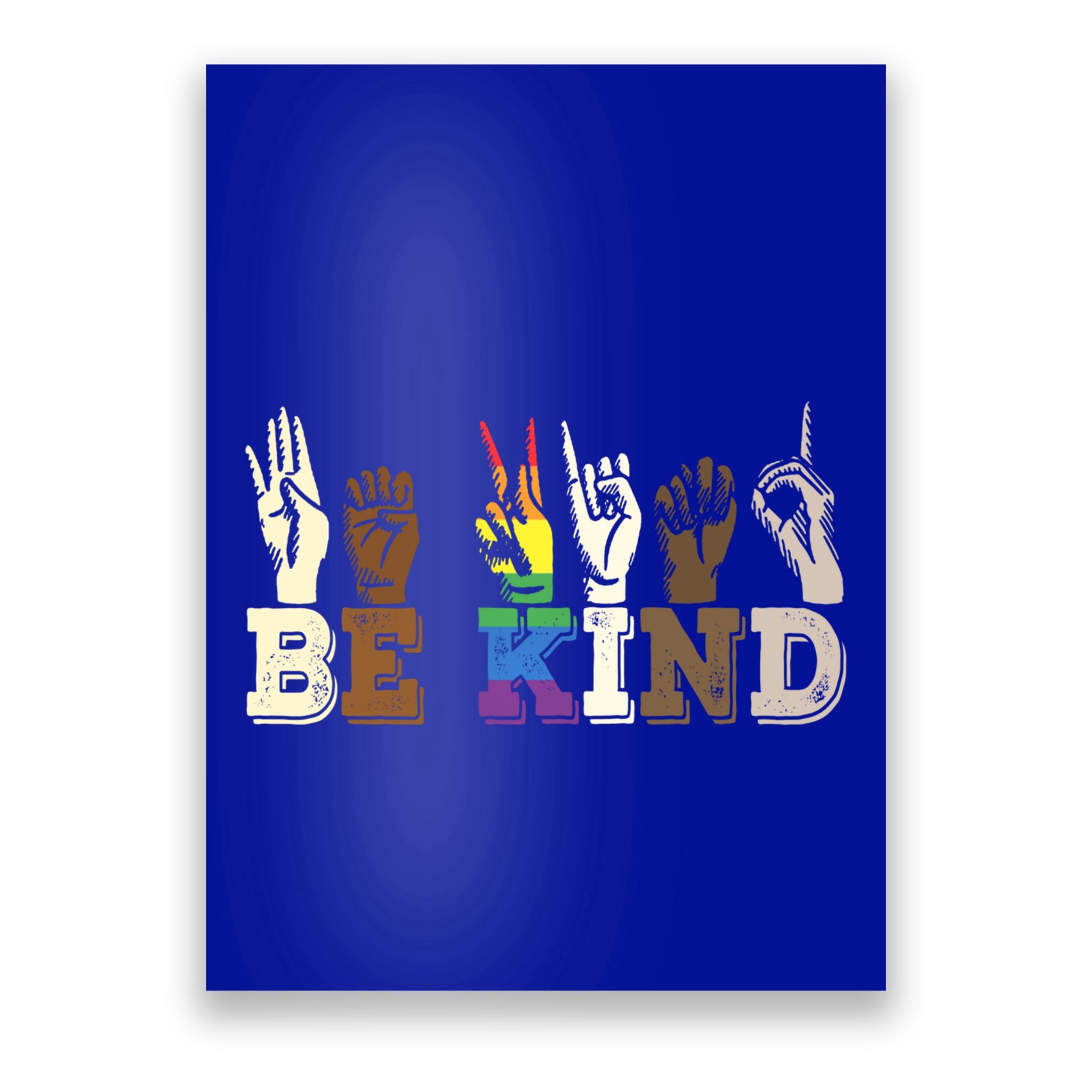 Be Kind Sign Language Hand Talking Lgbtq+ Gay Les Pride Gift Poster