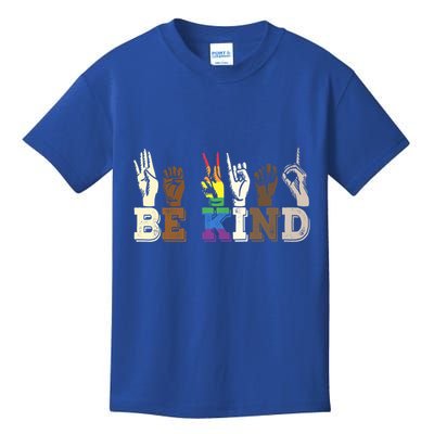 Be Kind Sign Language Hand Talking Lgbtq+ Gay Les Pride Gift Kids T-Shirt