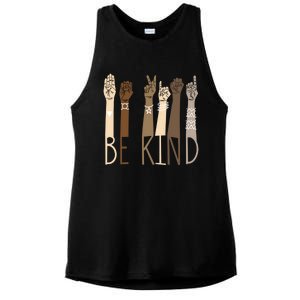 Be Kind Sign Language Hand Talking Teachers Interpreter Asl Gift Ladies PosiCharge Tri-Blend Wicking Tank