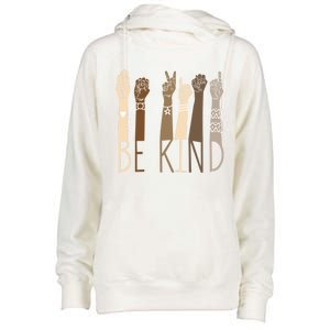 Be Kind Sign Language Hand Talking Teachers Interpreter Asl Gift Womens Funnel Neck Pullover Hood