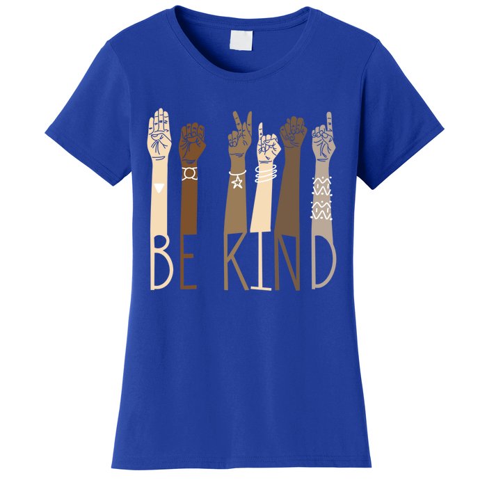 Be Kind Sign Language Hand Talking Teachers Interpreter Asl Gift Women's T-Shirt