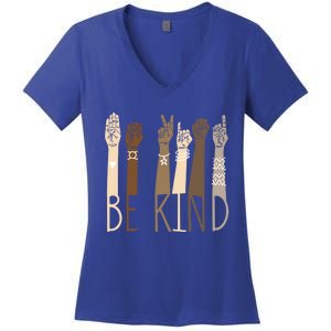 Be Kind Sign Language Hand Talking Teachers Interpreter Asl Gift Women's V-Neck T-Shirt