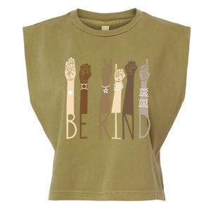 Be Kind Sign Language Hand Talking Teachers Interpreter Asl Gift Garment-Dyed Women's Muscle Tee