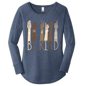 Be Kind Sign Language Hand Talking Teachers Interpreter Asl Gift Women's Perfect Tri Tunic Long Sleeve Shirt