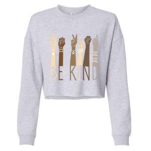 Be Kind Sign Language Hand Talking Teachers Interpreter Asl Gift Cropped Pullover Crew