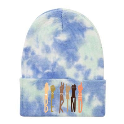 Be Kind Sign Language Asl Teachers Interpreter Funny Funny Gift Cool Gift Tie Dye 12in Knit Beanie