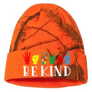 Be Kind Sign Language Autism Awareness Month Puzzle Piece Gift Kati Licensed 12" Camo Beanie