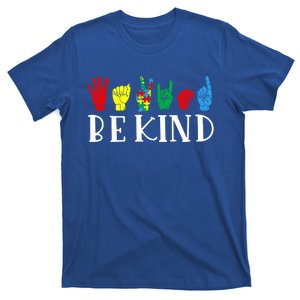 Be Kind Sign Language Autism Awareness Month Puzzle Piece Gift T-Shirt