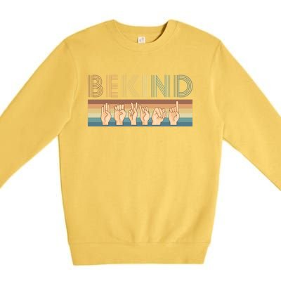 Be Kind Sign Language Deaf Cute Gift Premium Crewneck Sweatshirt