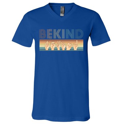 Be Kind Sign Language Deaf Cute Gift V-Neck T-Shirt