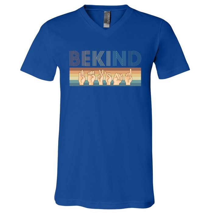 Be Kind Sign Language Deaf Cute Gift V-Neck T-Shirt