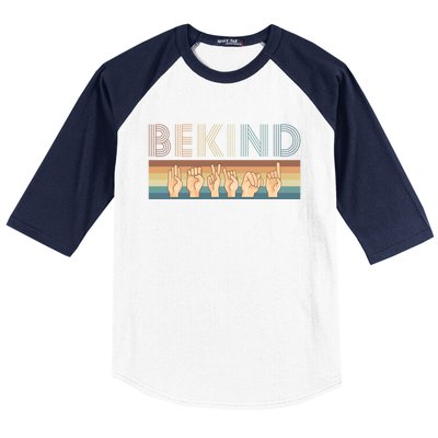 Be Kind Sign Language Deaf Cute Gift Baseball Sleeve Shirt