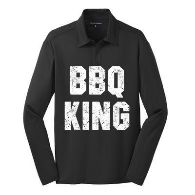 Bbq King Smoker Meat Dad Joke Grilling Funny Grill Gift Cool Gift Silk Touch Performance Long Sleeve Polo