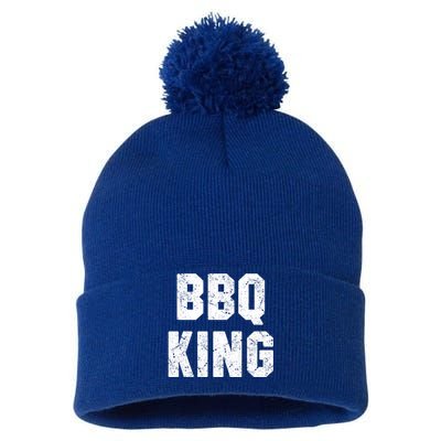 Bbq King Smoker Meat Dad Joke Grilling Funny Grill Gift Cool Gift Pom Pom 12in Knit Beanie