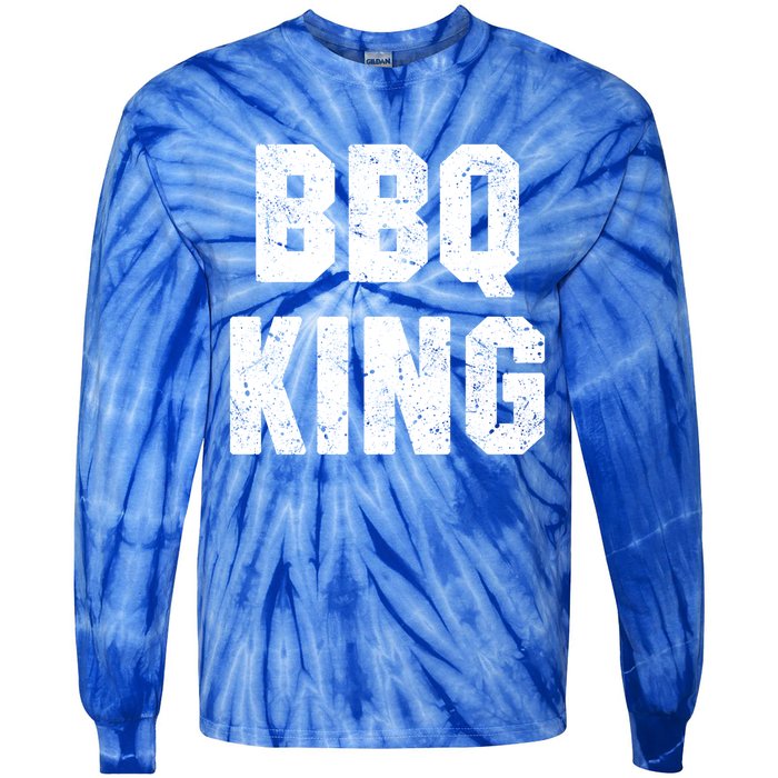 Bbq King Smoker Meat Dad Joke Grilling Funny Grill Gift Cool Gift Tie-Dye Long Sleeve Shirt