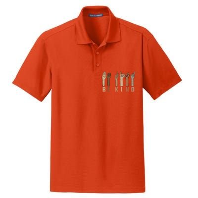 Be Kind Sign Language Fingers Melanin Distressed Style Meaningful Gift Dry Zone Grid Polo