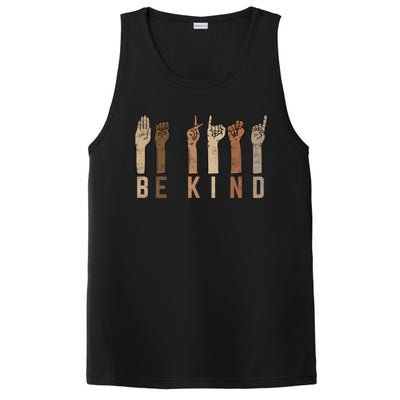 Be Kind Sign Language Fingers Melanin Distressed Style Meaningful Gift PosiCharge Competitor Tank