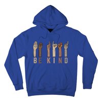 Be Kind Sign Language Fingers Melanin Distressed Style Meaningful Gift Hoodie