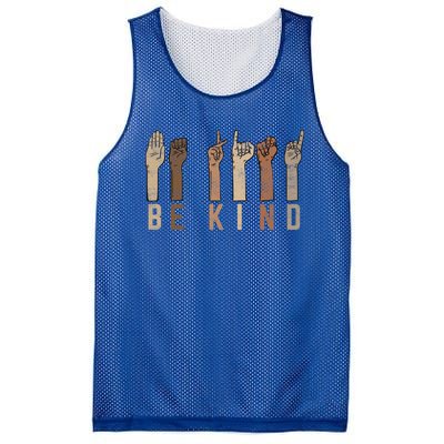 Be Kind Sign Language Fingers Melanin Distressed Style Meaningful Gift Mesh Reversible Basketball Jersey Tank