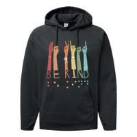 Be Kind Sign Braille Language Visually Impaired Awareness Performance Fleece Hoodie