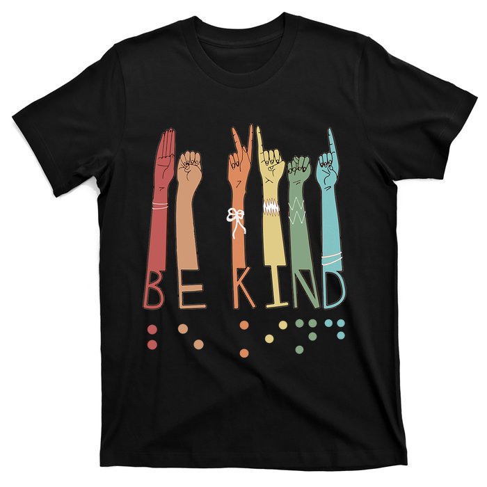 Be Kind Sign Braille Language Visually Impaired Awareness T-Shirt