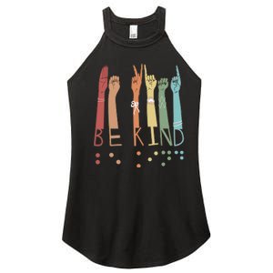 Be Kind Sign Braille Language Visually Impaired Awareness Women's Perfect Tri Rocker Tank