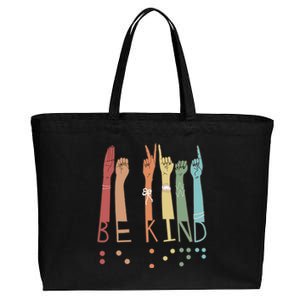 Be Kind Sign Braille Language Visually Impaired Awareness Cotton Canvas Jumbo Tote