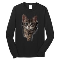 Brown Kitten Staring Cute TShirt Cats Gift Long Sleeve Shirt