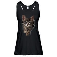 Brown Kitten Staring Cute TShirt Cats Gift Ladies Essential Flowy Tank