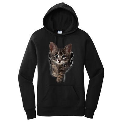 Brown Kitten Staring Cute TShirt Cats Gift Women's Pullover Hoodie