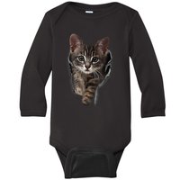 Brown Kitten Staring Cute TShirt Cats Gift Baby Long Sleeve Bodysuit