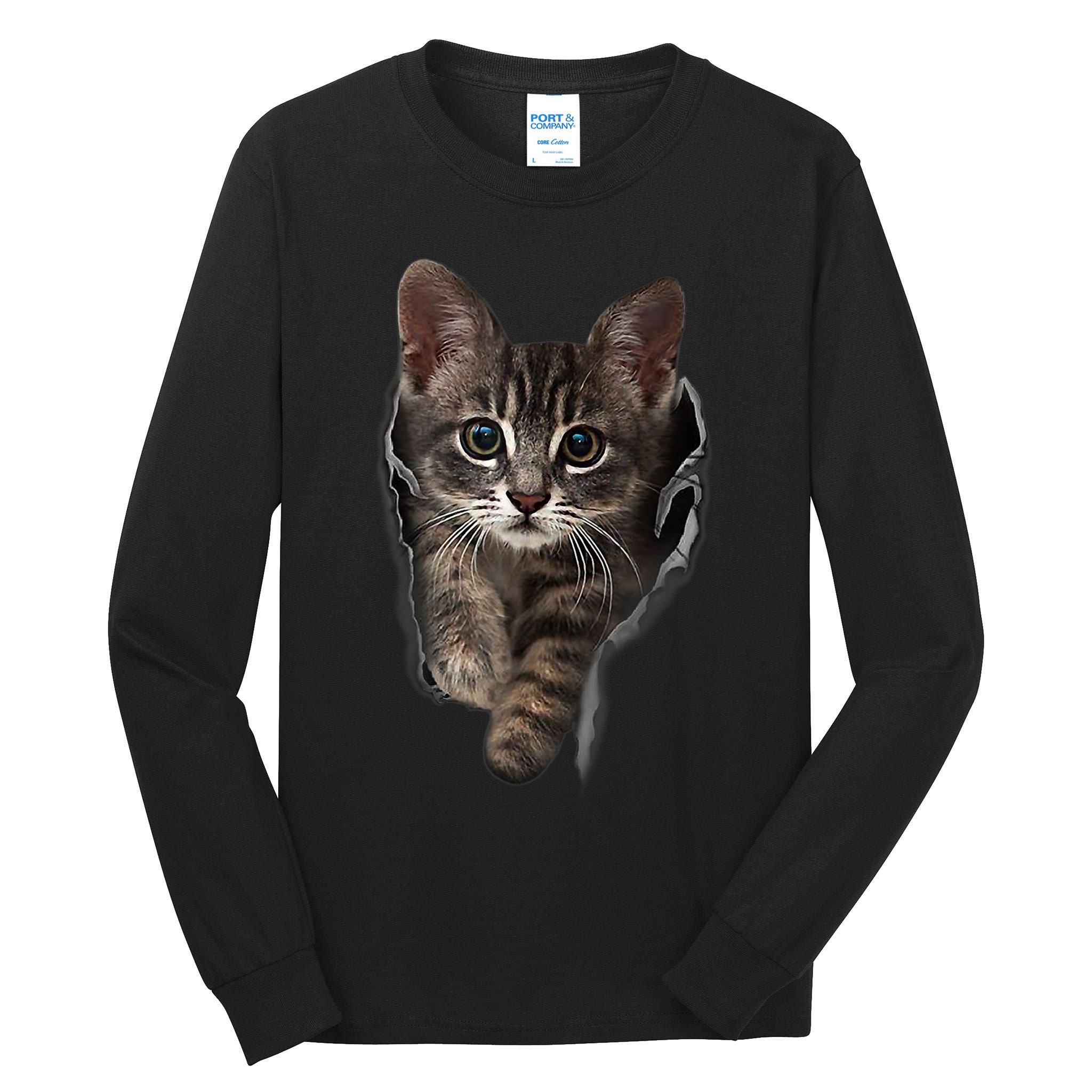 Brown Kitten Staring Cute TShirt Cats Gift Tall Long Sleeve T-Shirt