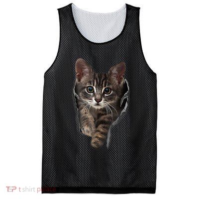Brown Kitten Staring Cute TShirt Cats Gift Mesh Reversible Basketball Jersey Tank