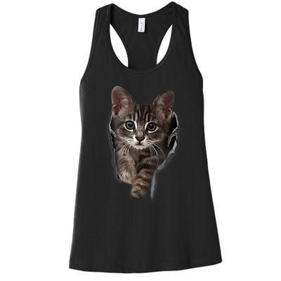 Brown Kitten Staring Cute TShirt Cats Gift Women's Racerback Tank